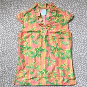 Devon Baer Ruffle Collar Silk Top S